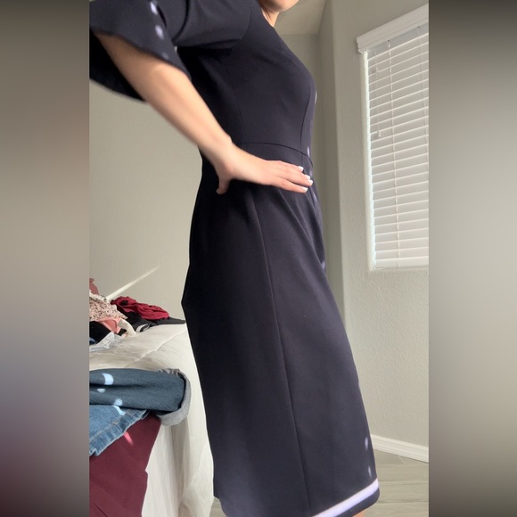 Navy Dress Ruffle Sleeves - Picture 2 of 5